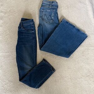 Set of 2 MOTHER Women's Straight and Flare Leg Jeans, diff Color Styles- size 27